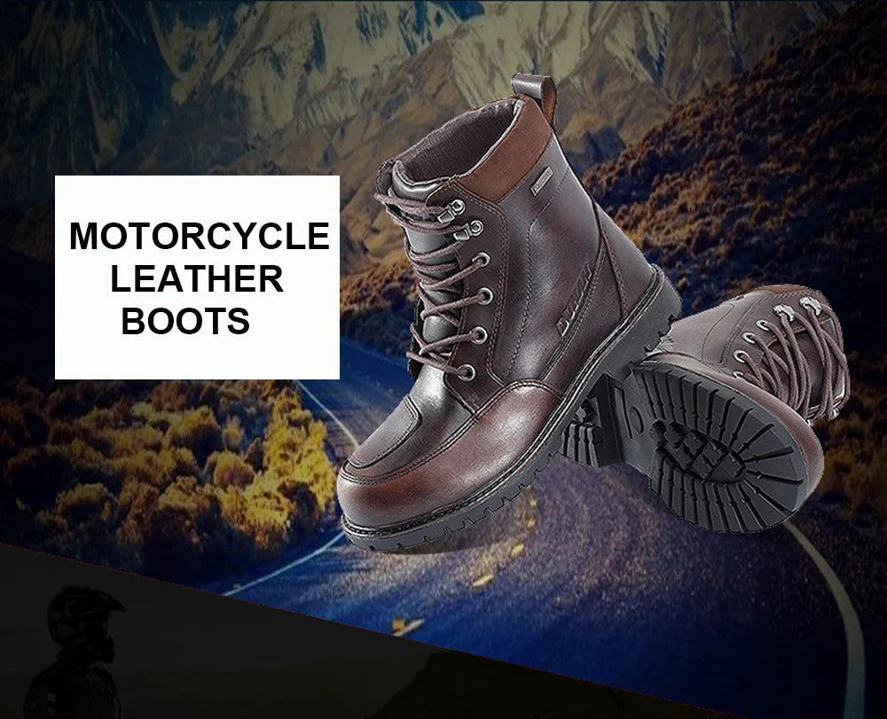 Men's Leather Cowhide Off-road Motorcycle Boots