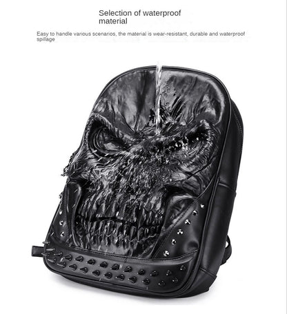 🎃👻 HALLOWEEN Backpack 3D Laptop Bag Large Capacity Thick Leather Rivet