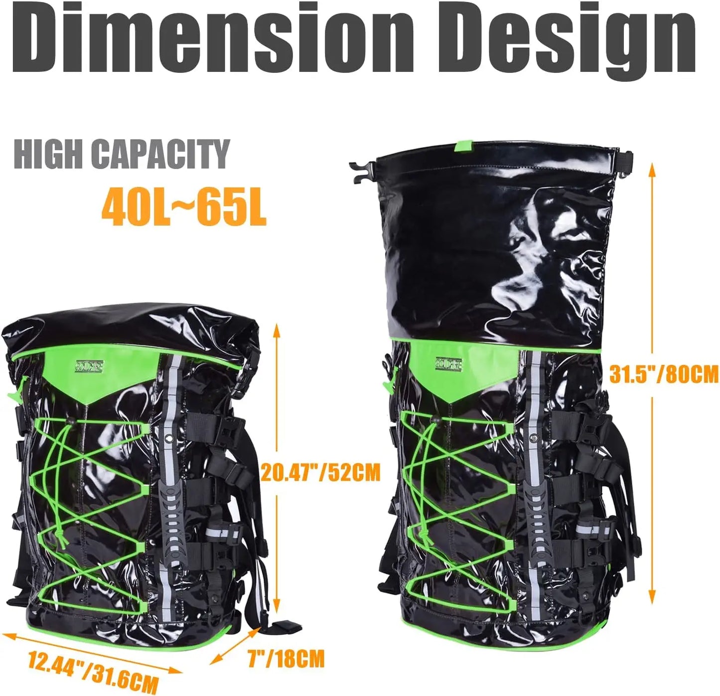 Expandable Motorcycle Tail Bag Sissy Bar Bag Motorcycle Gear Backpack with Sissy Bar Straps