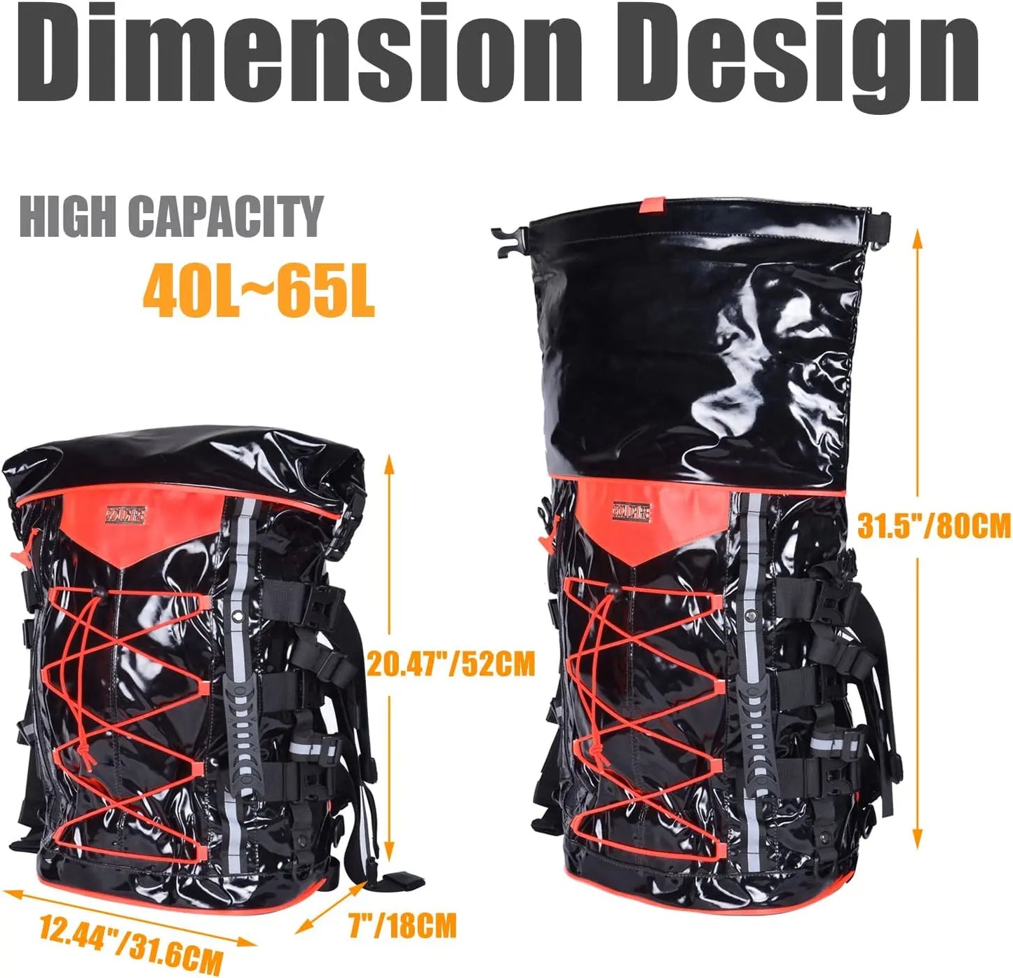 Expandable Motorcycle Tail Bag Sissy Bar Bag Motorcycle Gear Backpack with Sissy Bar Straps