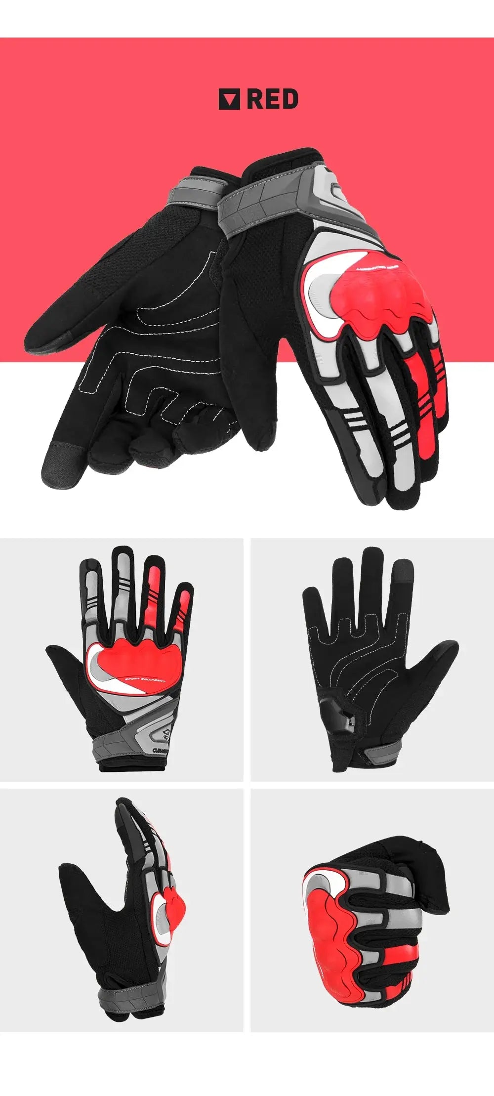 Motorcycle Gloves Unisex Breathable Touch Screen Protection Night Reflective Full Finger