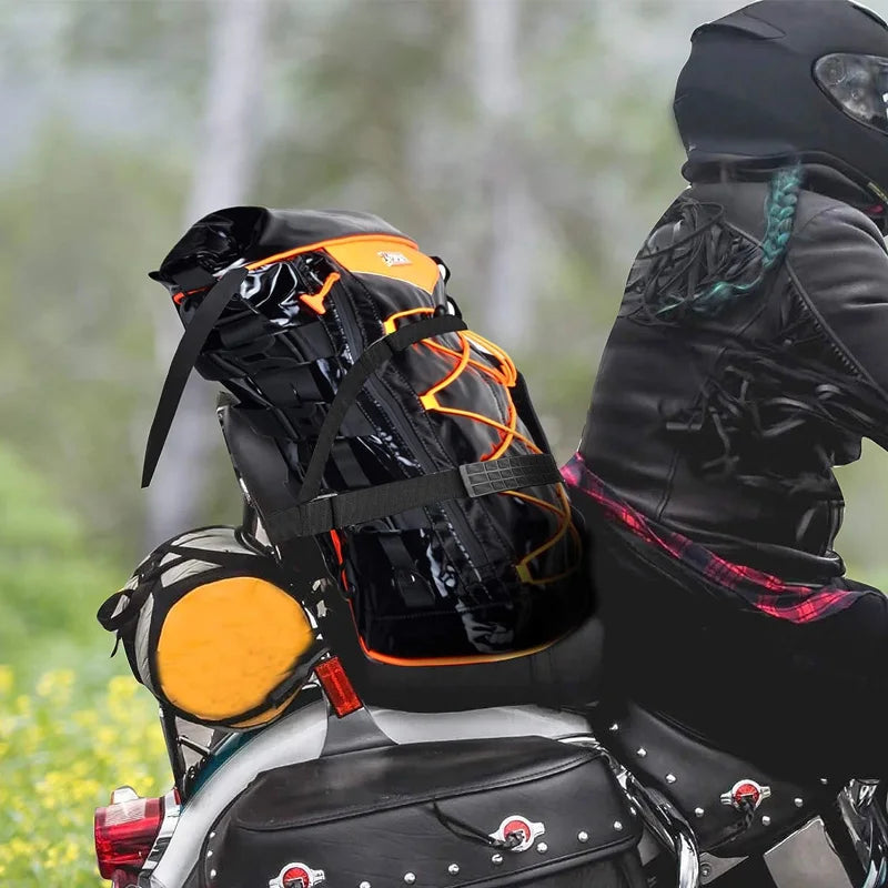 Expandable Motorcycle Tail Bag Sissy Bar Bag Motorcycle Gear Backpack with Sissy Bar Straps