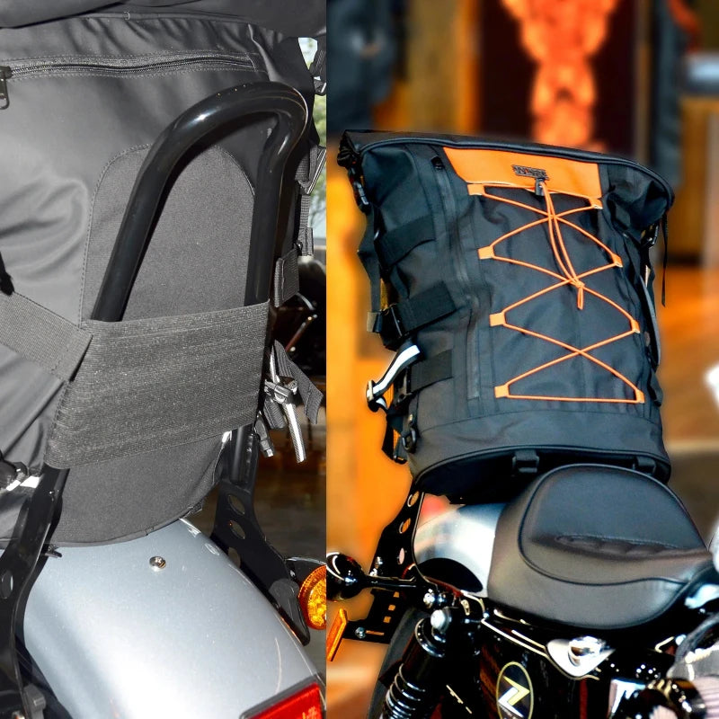 Expandable Motorcycle Tail Bag Sissy Bar Bag Motorcycle Gear Backpack with Sissy Bar Straps