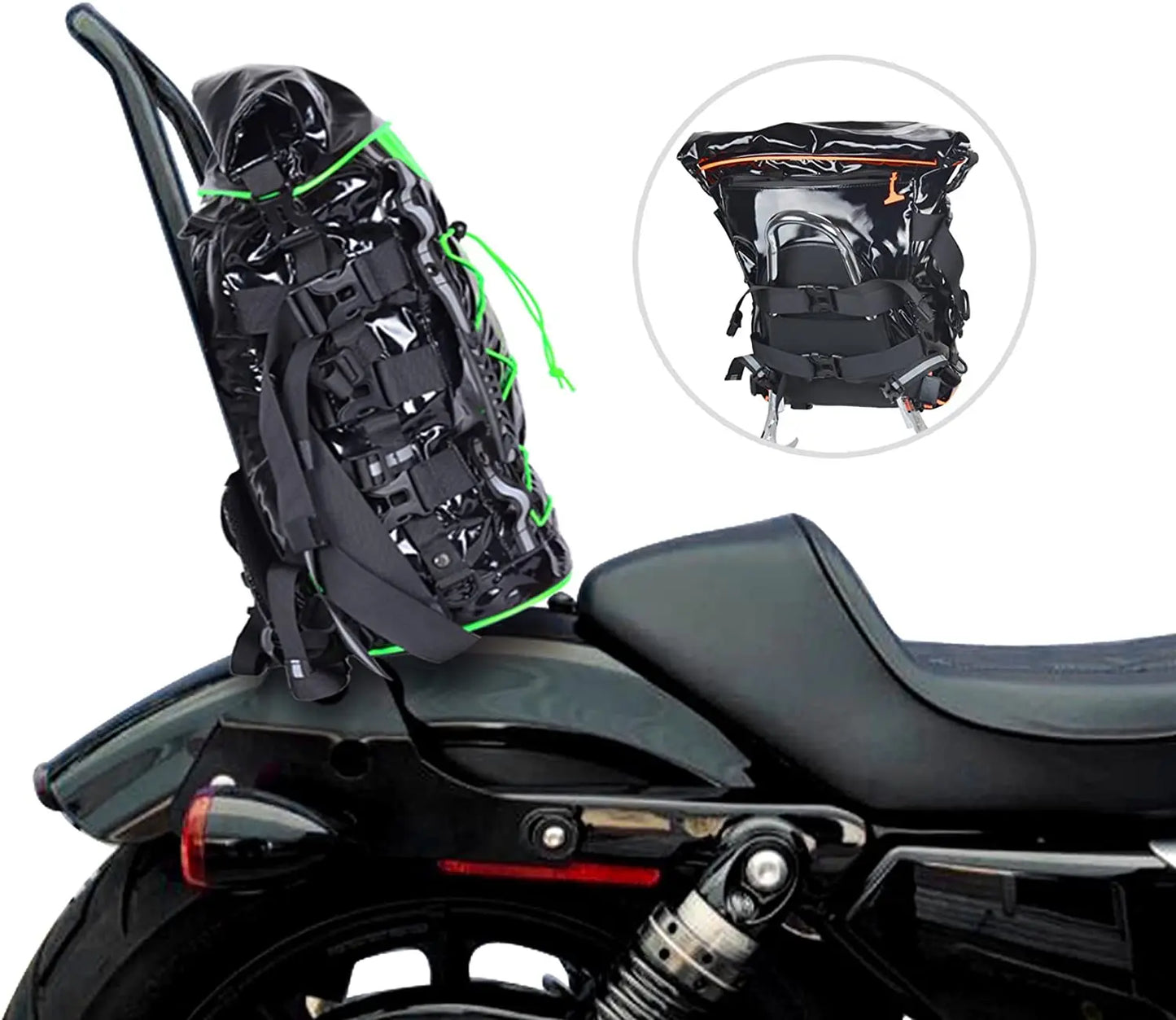 Expandable Motorcycle Tail Bag Sissy Bar Bag Motorcycle Gear Backpack with Sissy Bar Straps