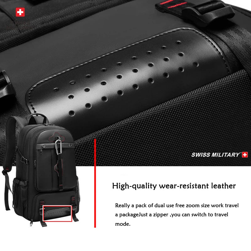 SWISS Backpack Military Travel Large-Capacity Expandable Waterproof USB Bag