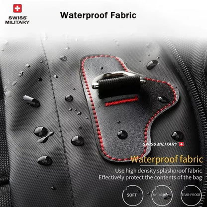 SWISS Backpack Military Travel Large-Capacity Expandable Waterproof USB Bag