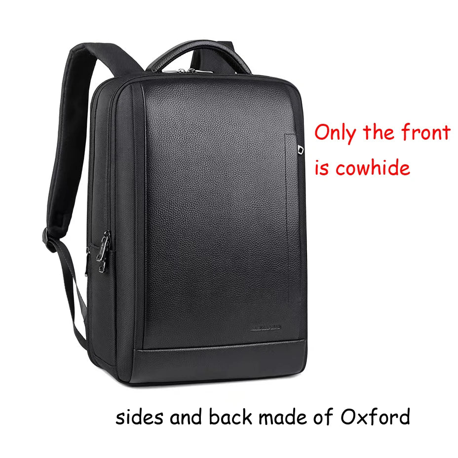 Backpack Genuine Leather with Oxford