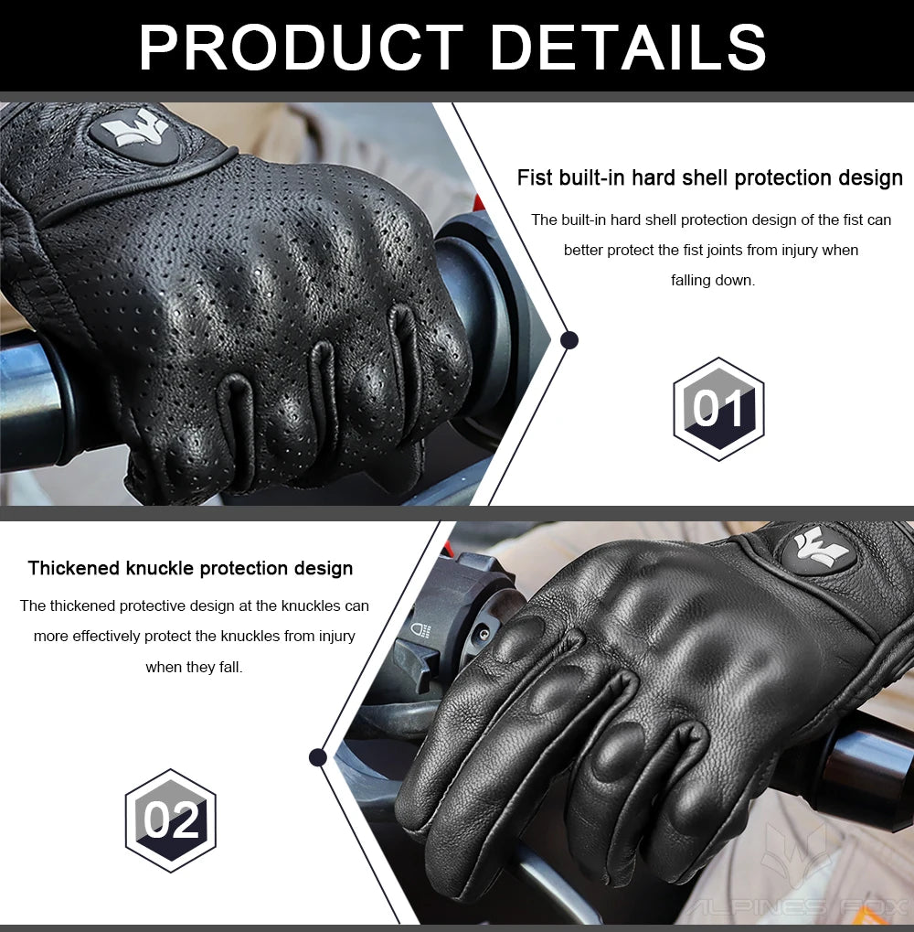 Summer Motorcycle Leather Gloves Motorcyclist Gloves Men Women