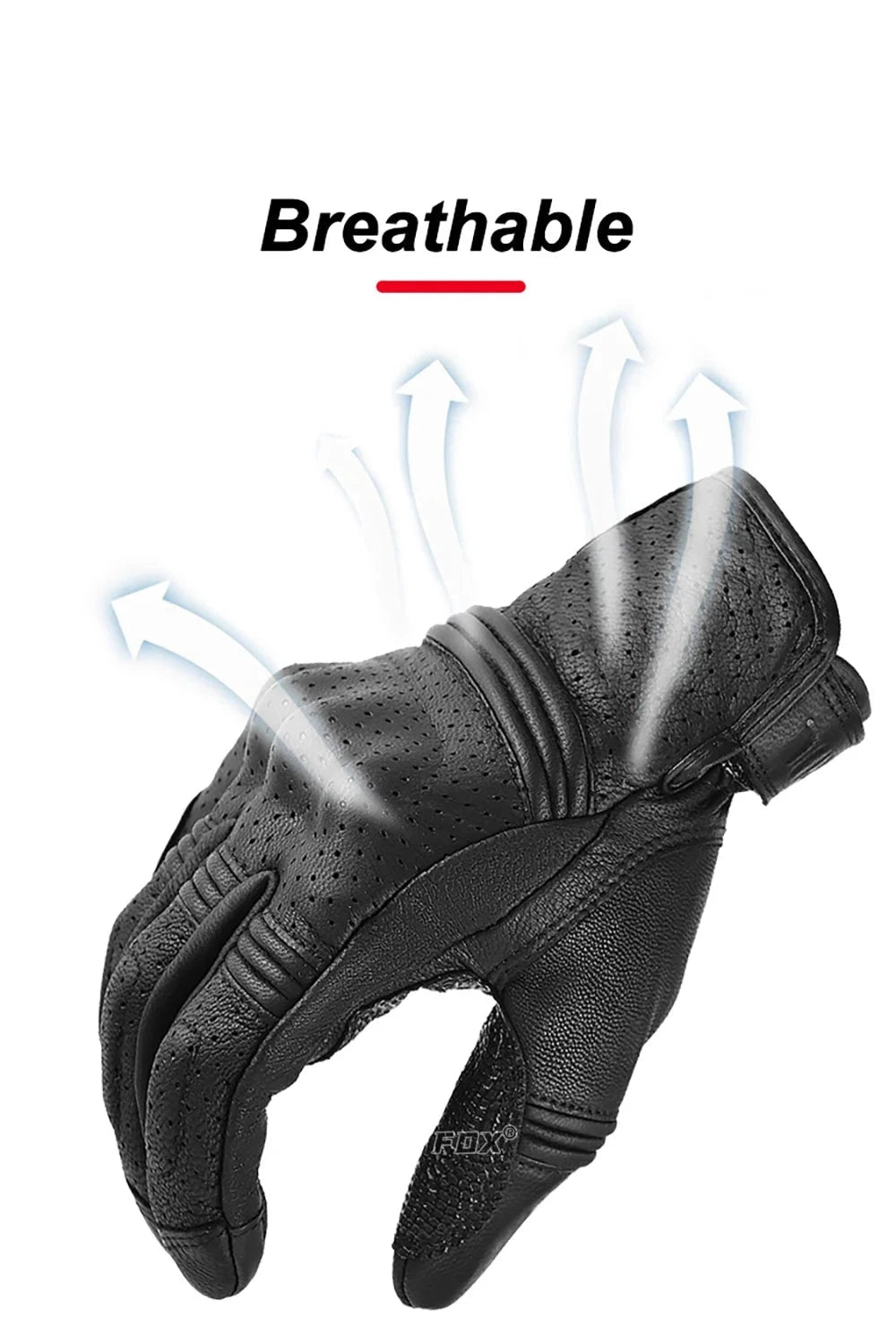 Motorcycle Leather Gloves Summer Breathable Touch Screen Full Finger Protective