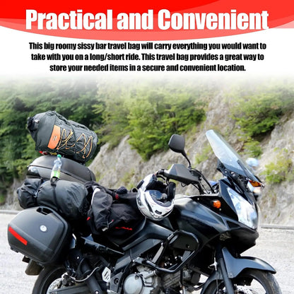 Expandable Motorcycle Tail Bag Sissy Bar Bag Motorcycle Gear Backpack with Sissy Bar Straps