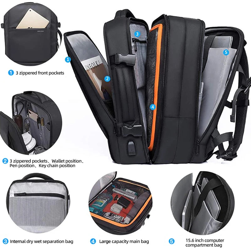 Large Capacity Expandable Travel Backpack