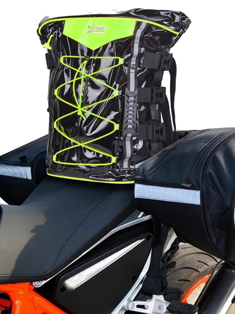 Expandable Motorcycle Tail Bag Sissy Bar Bag Motorcycle Gear Backpack with Sissy Bar Straps