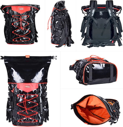 Expandable Motorcycle Tail Bag Sissy Bar Bag Motorcycle Gear Backpack with Sissy Bar Straps