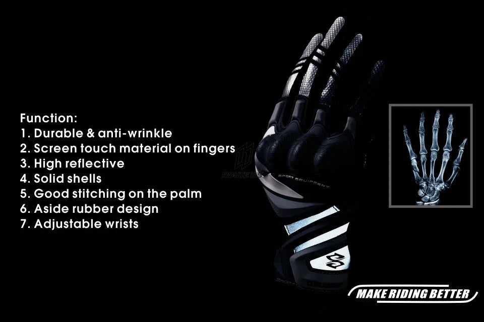 Motorcycle Gloves Breathable Full Finger Protective Touch Screen