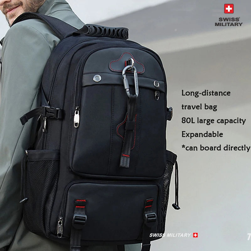 SWISS Backpack Military Travel Large-Capacity Expandable Waterproof USB Bag